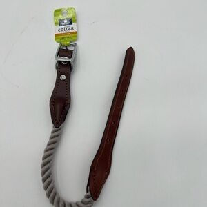 TOP PAW Brown Leather Dog Collar (M) (NEW)